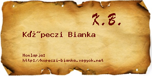 Köpeczi Bianka névjegykártya